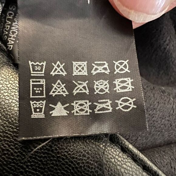 Zara Faux Leather Black Cropped Overalls Size Small - Picture 9 of 9